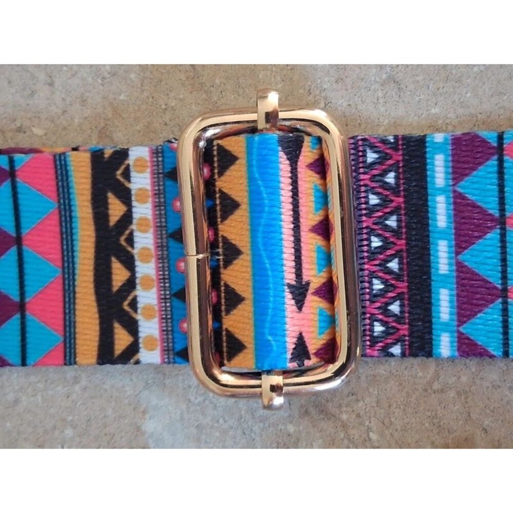 Colorful Geometric Pattern Multicolored Wide Width Adjustable Crossbody Strap - Picture 7 of 7